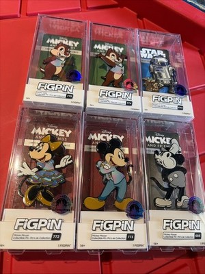 6pc Disney FiGPiN Set Limited Release Mickey, Minnie, Chip & Dale, R2-D2 & Grogu