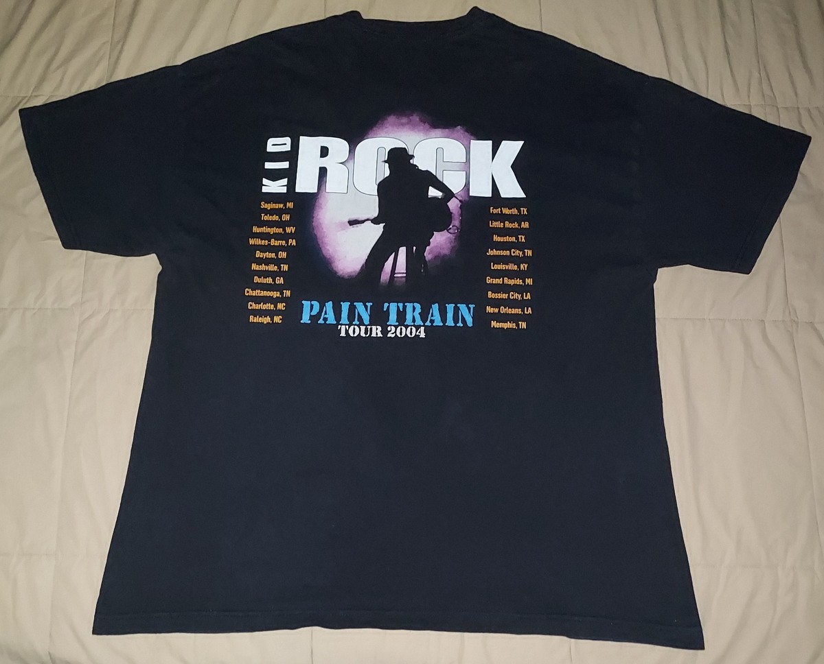 VTG 2004 KID ROCK PAIN TRAIN TOUR T SHIRT & AKA LIST 2XL DOUBLE SIDED BAND Y2K View 5