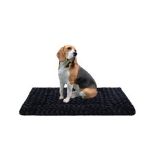 Washable Soft Fluffy Dog Bed Mat 35 x 22 in NonSlip Crate Pad, Black