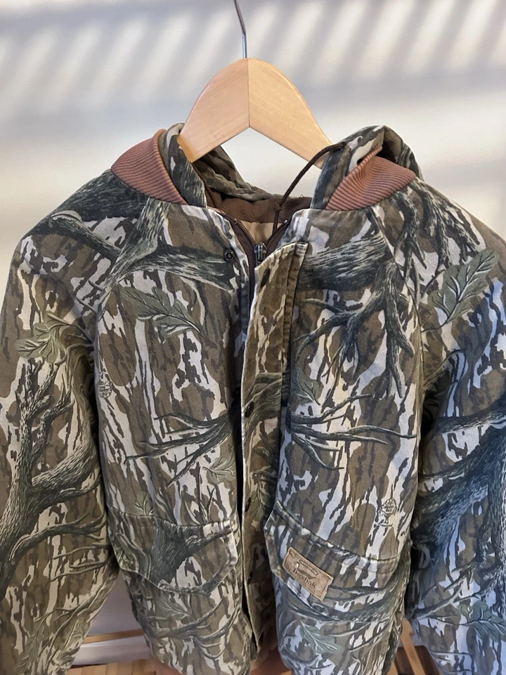 Chaqueta Abrigo Capucha Vintage Roble Mossy Treestand Camuflada Forrada Forrada EE. UU. 80s Foto 4 de 4