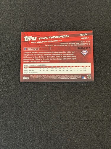 Carta Baseball 2017 Topps #344 Jake Thompson Gold #/2017 Philadelphia Phillies - Foto 2 di 2