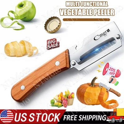 1-3PCS 2 in 1 Multi Functional Vegetable Peeler with Bottle Opener and Wooden Ha