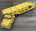 Vintage 1960's Tonka Truck Car Carrier Motor Transport Yellow w/  new windshield