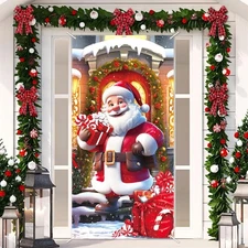 LOAVER Christmas Door Cover Santa Claus Decoration,Large santa claus 