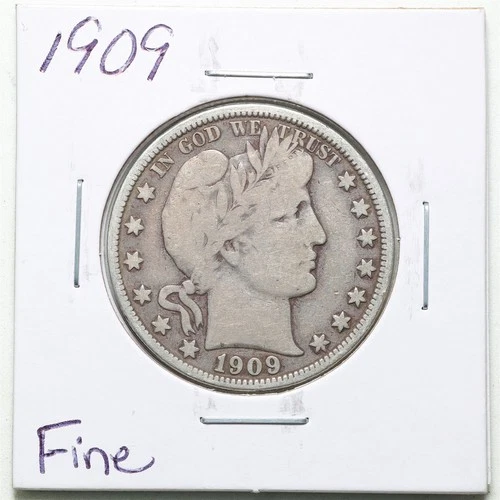 1909 50C Barber Liberty Head Half Dollar in Fine Condition #6409