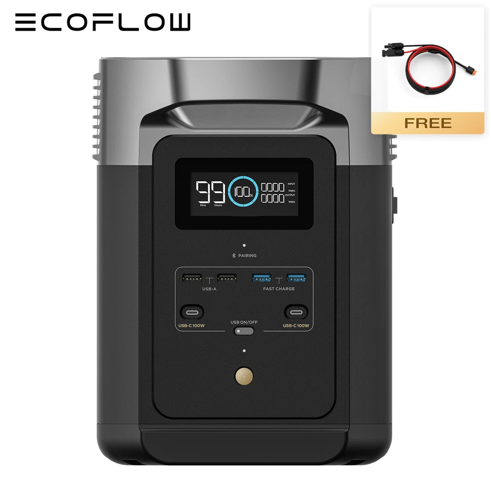 ECOFLOW DELTA 2 Portable LFP Power Station 1024Wh X-boost 2400W Solar Generator