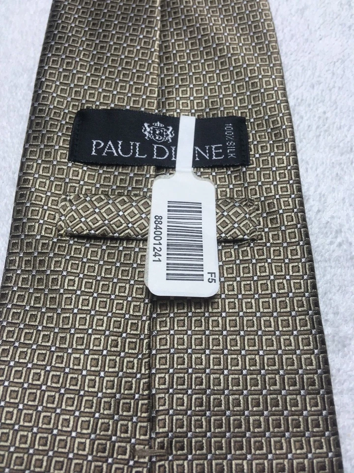 PAUL DIONE CORBATA HOMBRE BEIGE Y TOSTADO 4 X 59 NUEVA CON ETIQUETAS Foto 4 de 4