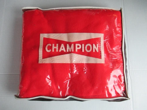 Vintage Champion Spark Plug Faribo Stadium Blanket 50x60 Fluff Loom Acrylic  D30