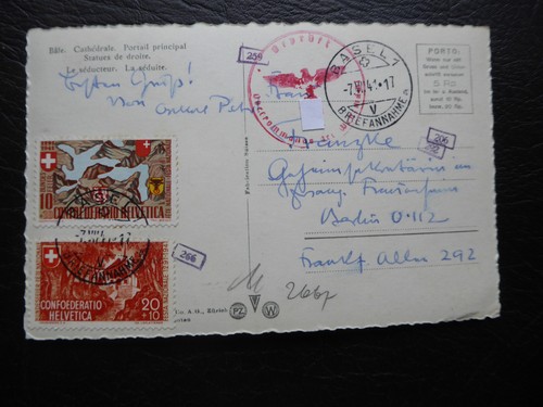 Schweiz Postkarte 1941 nach Berlin gelaufen deutsche Zensur