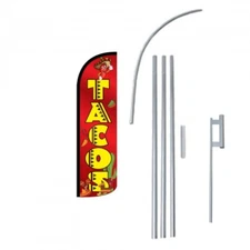 Tacos Flag Flutter Feather Banner Swooper Extra Wide Windless Bundle
