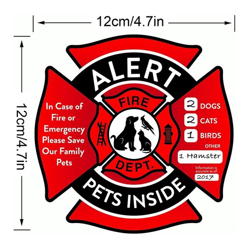 6pcs Pet Alert Safety Fire Rescue Sticker - Save Our Pets Emergency Pet Inside - Picture 3 of 13
