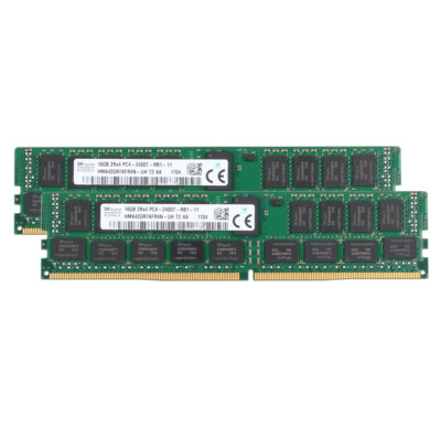 SK Hynix 2x 16 GB PC4-2400T-RB1-11 DDR4 REG-ECC DIMM HMA42GR7AFR4N-UH T2 AA @a9d