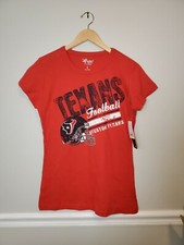 Houston Texans NFL Women's Cut NFL Cotton Cap Sleeve Red Tee Shirt Size L