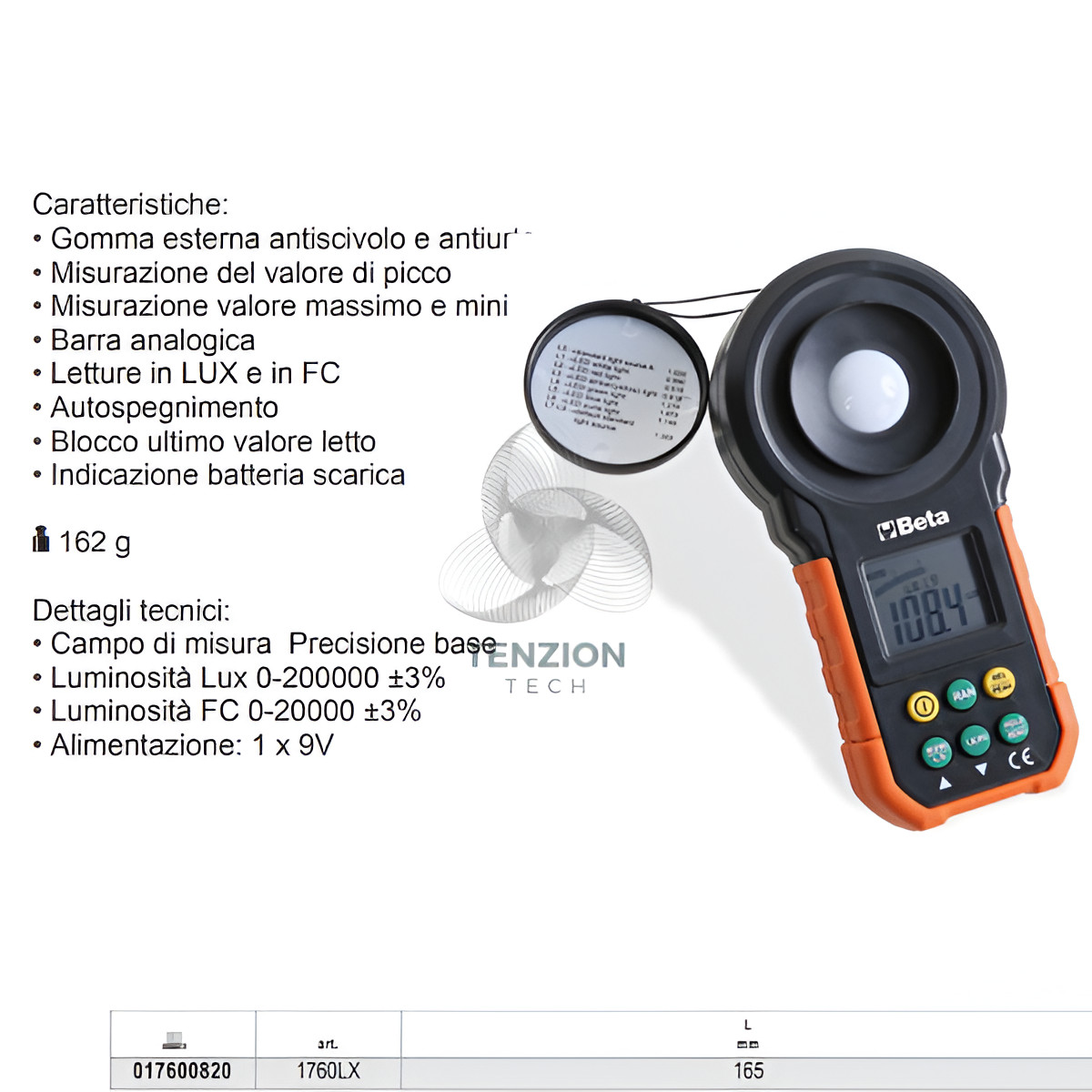 Luxmetro Digitale Beta 1760LX Professionale | Misuratore di Luce 200.000 Lux