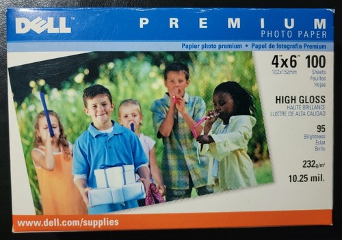 Dell Premium Glossy Photo Paper 4x6 100 Sheets High Gloss 95 Brightness inkjet
