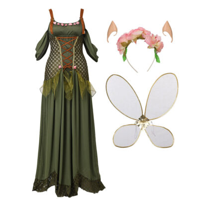 Medieval Women's Fantasy Fairy Dress Renaissance Elf Cosplay Halloween  Costume | eBay