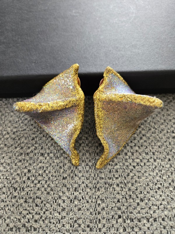 Vintage 80's 90's Handmade Earrings Large BOLD Clip on Earrings