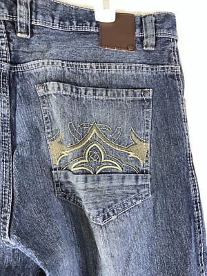 Marx & Dutch Embroidered Jeans Mens 36 x 32 Y2K Street Wear Vintage Urban Design