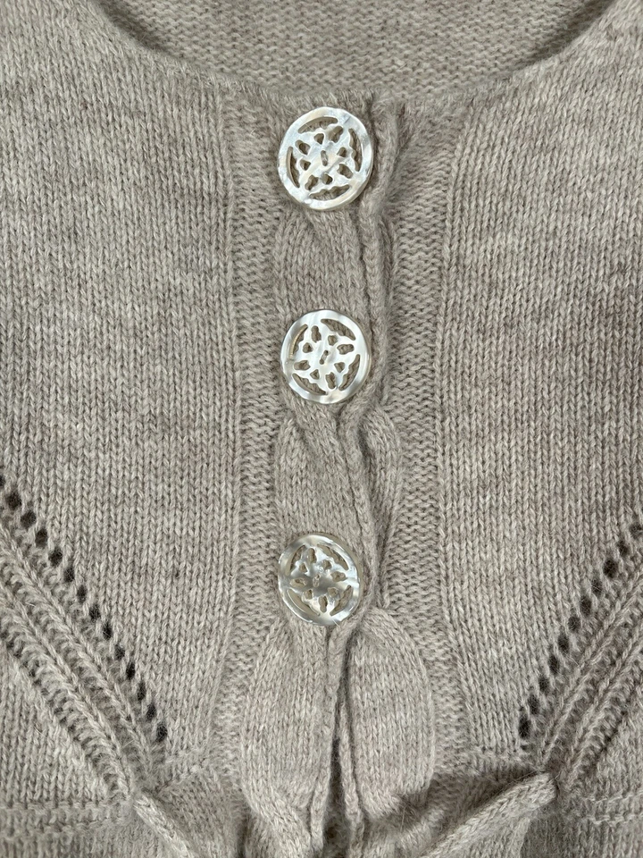 Suéter Cárdigan Suéter Y2K Manga Campana Lana de Cordero Angora Acogedor Lujoso Avena M Foto 4 de 4