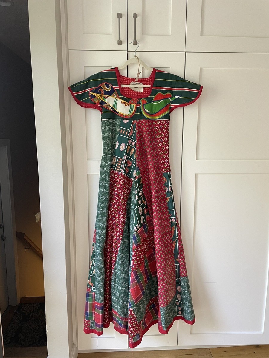 Vtg Vintage Rare 1970s 70s Designer Jeanne Marc Patchwork Dress Vtg Vintage Rare 1970s 70s Designer Jeanne Marc Patchwork Dress