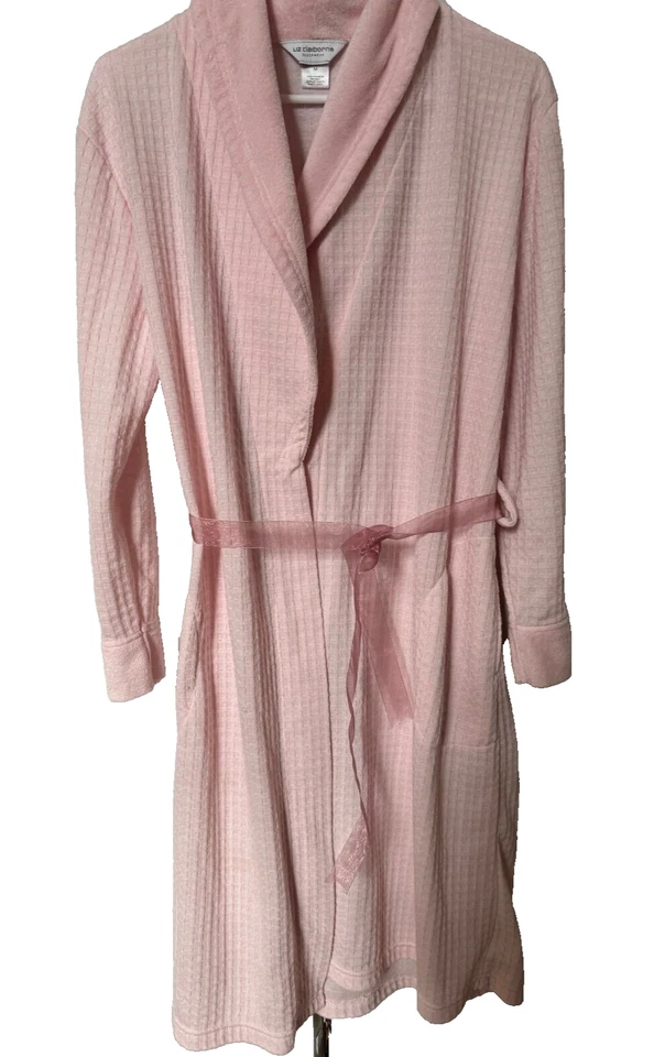 LIZ CLAIBORNE Cálido Peso Mediano Bata/Abrigo Utensilios para Dormir Bolsillos Rosa Pálido Mediano Foto 4 de 4