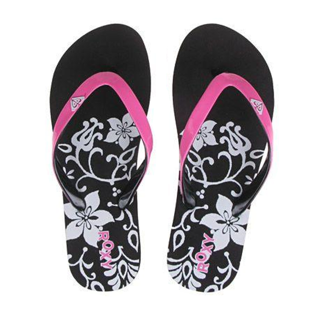 womens black roxy flip flops