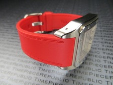 23mm PU Rubber Diver Strap Red Tang Watch Band for CARTIER SANTOS 100 XL Large