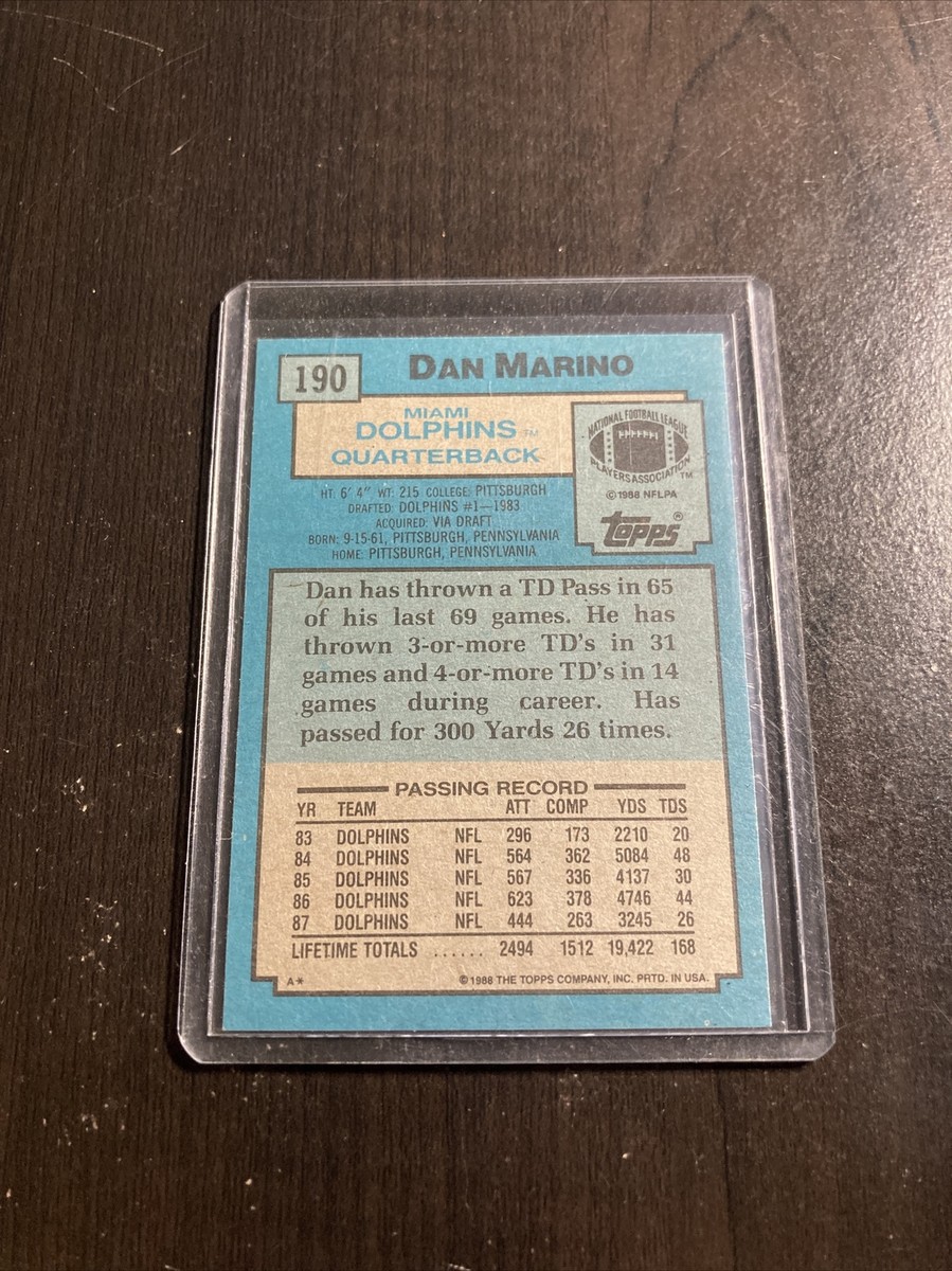 Dan Marino TOPPS CHEWING GUM CARD NFL 1988 T12-147