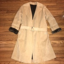 Women’s Trench Suede Leather Fur Coat Size Xxl
