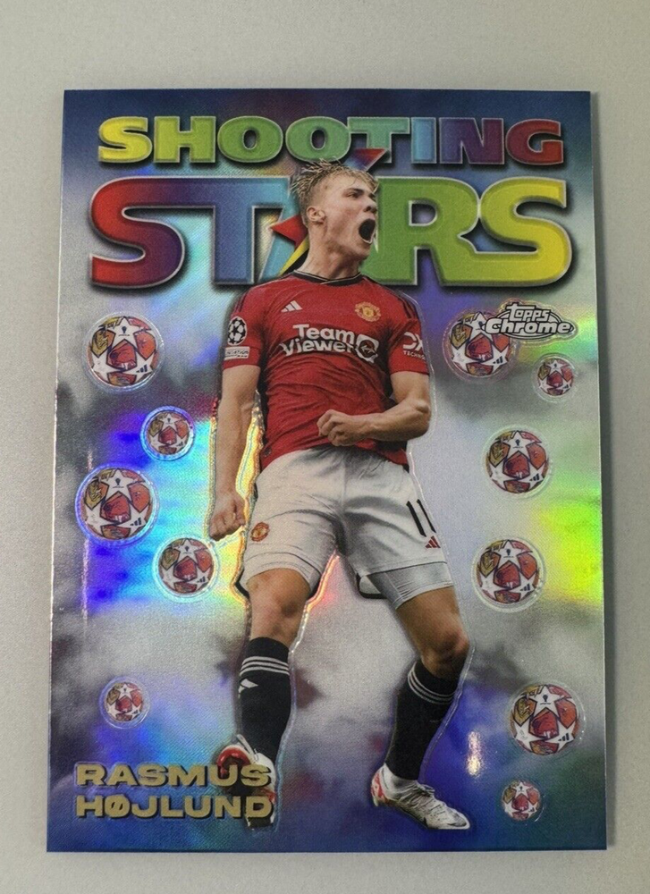 2023-24 Topps Chrome UEFA Rasmus Hojlund Shooting Stars Manchester United Card #98-10