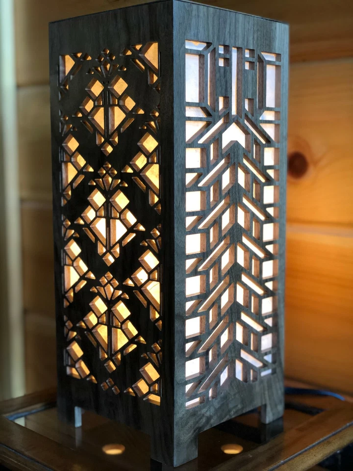  Lámpara de acento Lightbox negro macizo nogal (diseño # 4) Foto 3 de 4