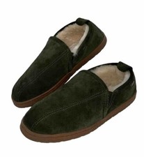EUC Men's 9 Lamo Slipper M0-104-ROMEO Sheepskin Lining/Footbed Olive Green Suede