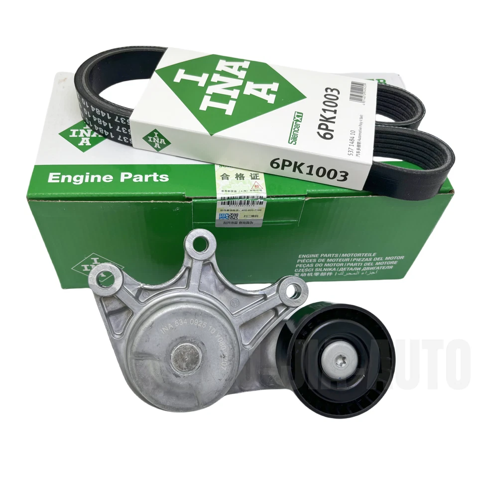 Belt Tensioner w/Pulley & Drive Belt For BMW 328i 428i 528i 6PK1003 11287594969 - Image 2 of 4