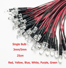 3mm/5mm LED Light Single Bulb Pre-Wired Cable 12V Bright Round Indicator Light