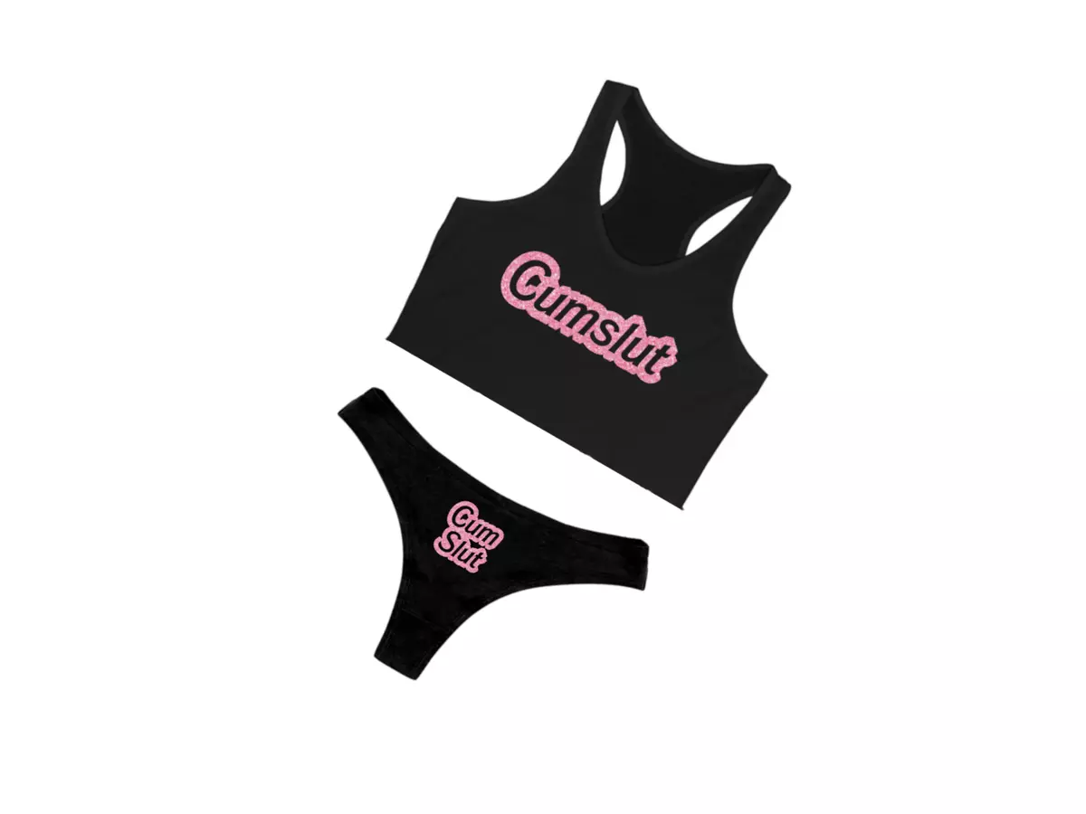 Cumslut Lingerie Set Glitter Bimbo Slut Clothing Thong Sissy Femboy Crop  Top | eBay