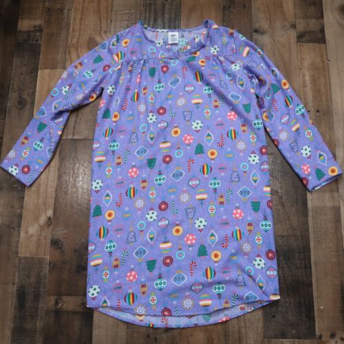 Lands End Girls Size 16 Purple Christmas Holiday Flannel Nightgown Pajamas - Picture 2 of 5