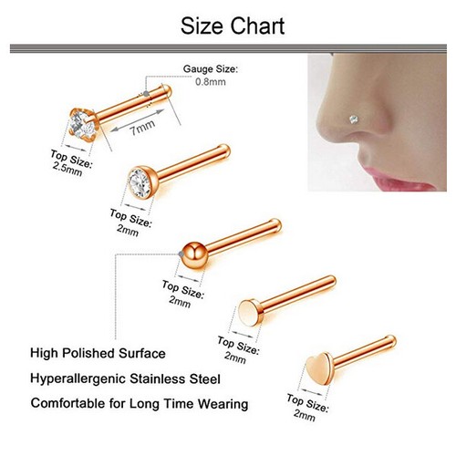 21pcs 20G Nose Hoop Rings Set Surgical Steel Lip Ear Bone Studs Piercing Kits - Picture 6 of 37