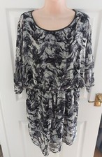 Selected Femme floaty mountain Dress Size 12 EUR 40 Black Grey marble print 