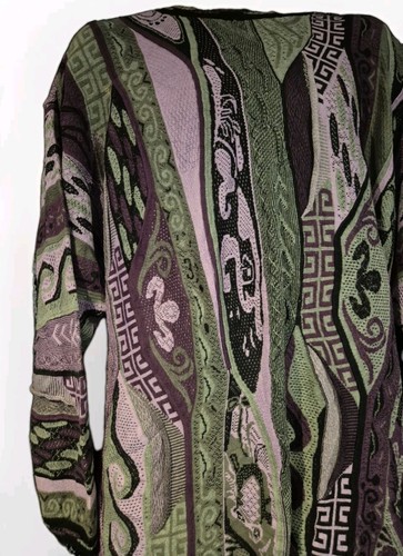 Bergatti XL Coogi Style Sweatshirt Purple Vintage Heavy Knit Hip Hop Style Y2k - Picture 4 of 24