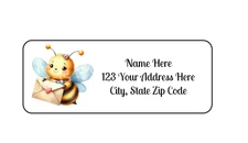 30 Cute Bee Mail Letter PERSONALIZED RETURN ADDRESS LABELS 1 in X 2 5/8 GLOSSY