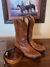 Chris Romero Full Quill Ostrich Boots + Belt Combo (Peanut Brittle)