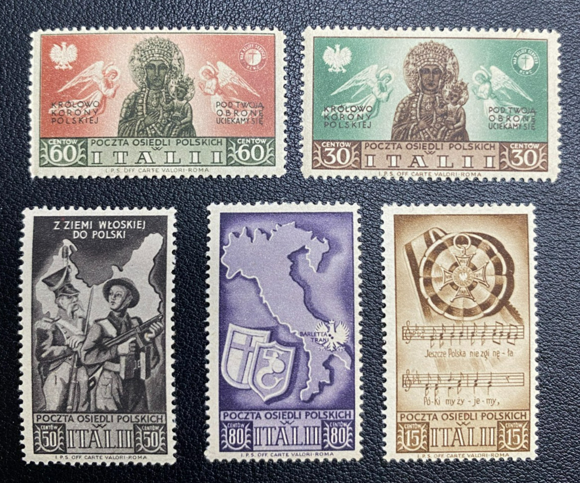 1946 Poland Anders Army Italy Exile Stamps MH Set Poczta Osiedli Lot  8-31