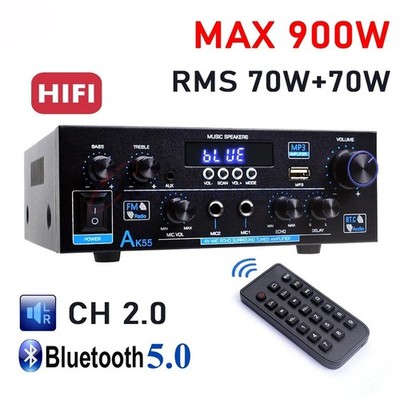 Home Audio Amplifier Bluetooth 5.0 Stereo Receiver Max 450W Power Amplifier AK55
