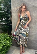 ZARA  NWT  ZW COLLECTION PRINTED HALTER DRESS PRINTED Size S Ref 3126/145
