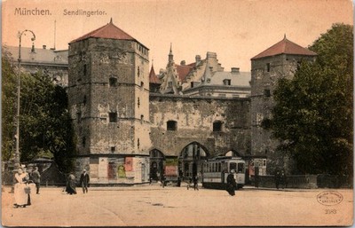 Munich Germany Sendlinger Tor Historic Architecture Tram Scene Postcard