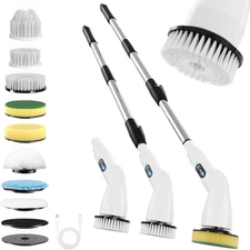 Electric Spin Scrubber - Household Cleaning Brush with 8 Heads, 51.2In Extendabl
