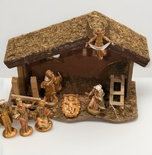 Vintage 1983-1991 Fontanini Nativity 9-piece Set W/Stable Depose Italy Stamped