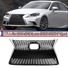 Front Bumper Upper+Lower Grlle w/Chorme Trim For Lexus IS250 IS350 F Sport 14-16