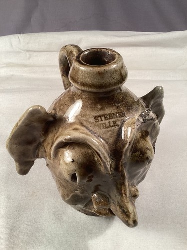 Vintage Signed STEBNER Face Jug Folk Art Pottery 5 3/8” - Picture 10 of 11