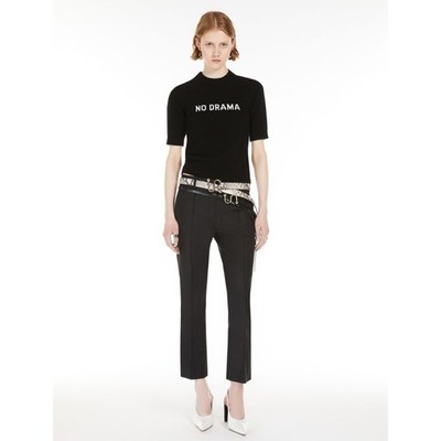 MaxMara Sportmax Stretch Cotton Flared Trousers in Black Size 4